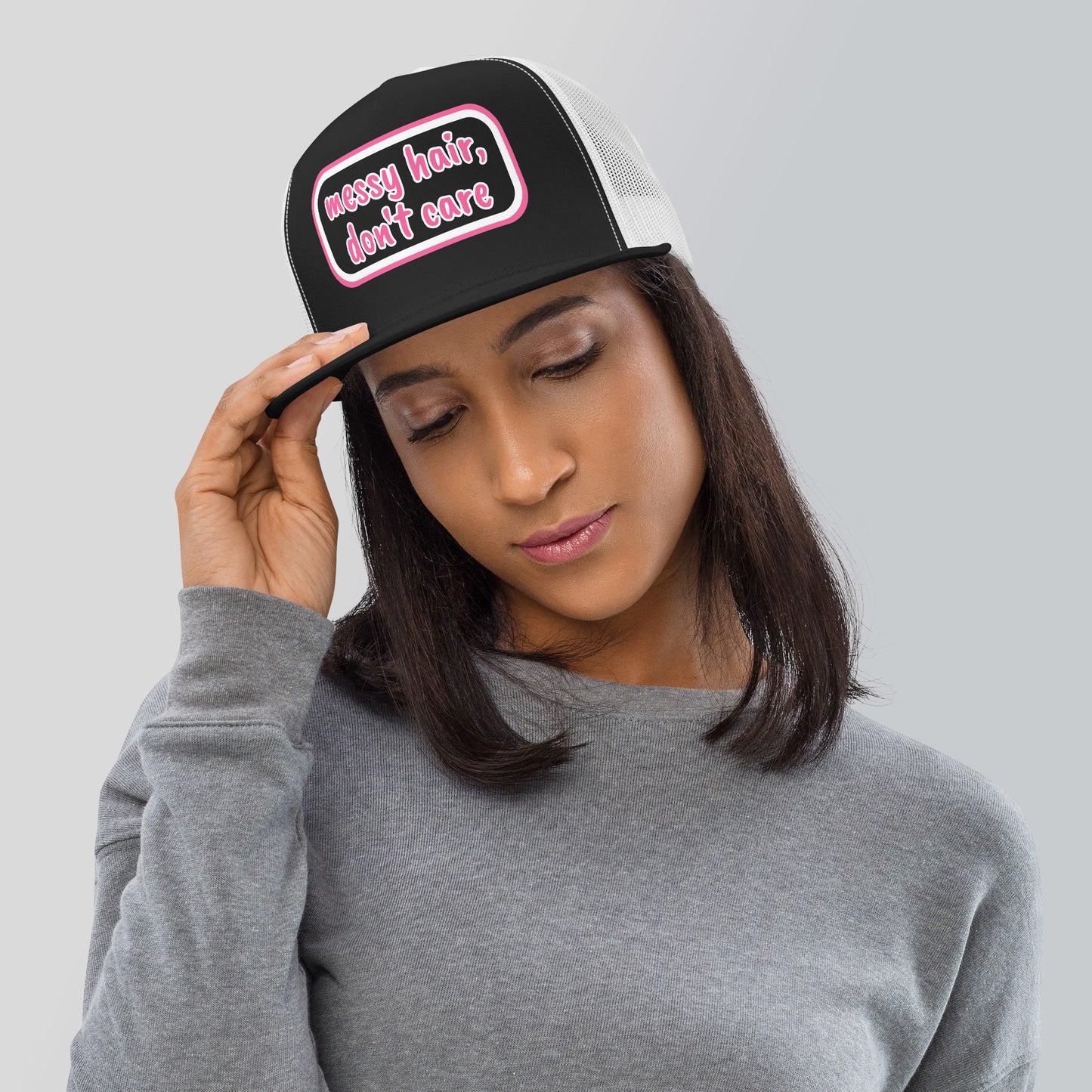 Messy Hair, Don't Care - Funny Women's Trucker Hat