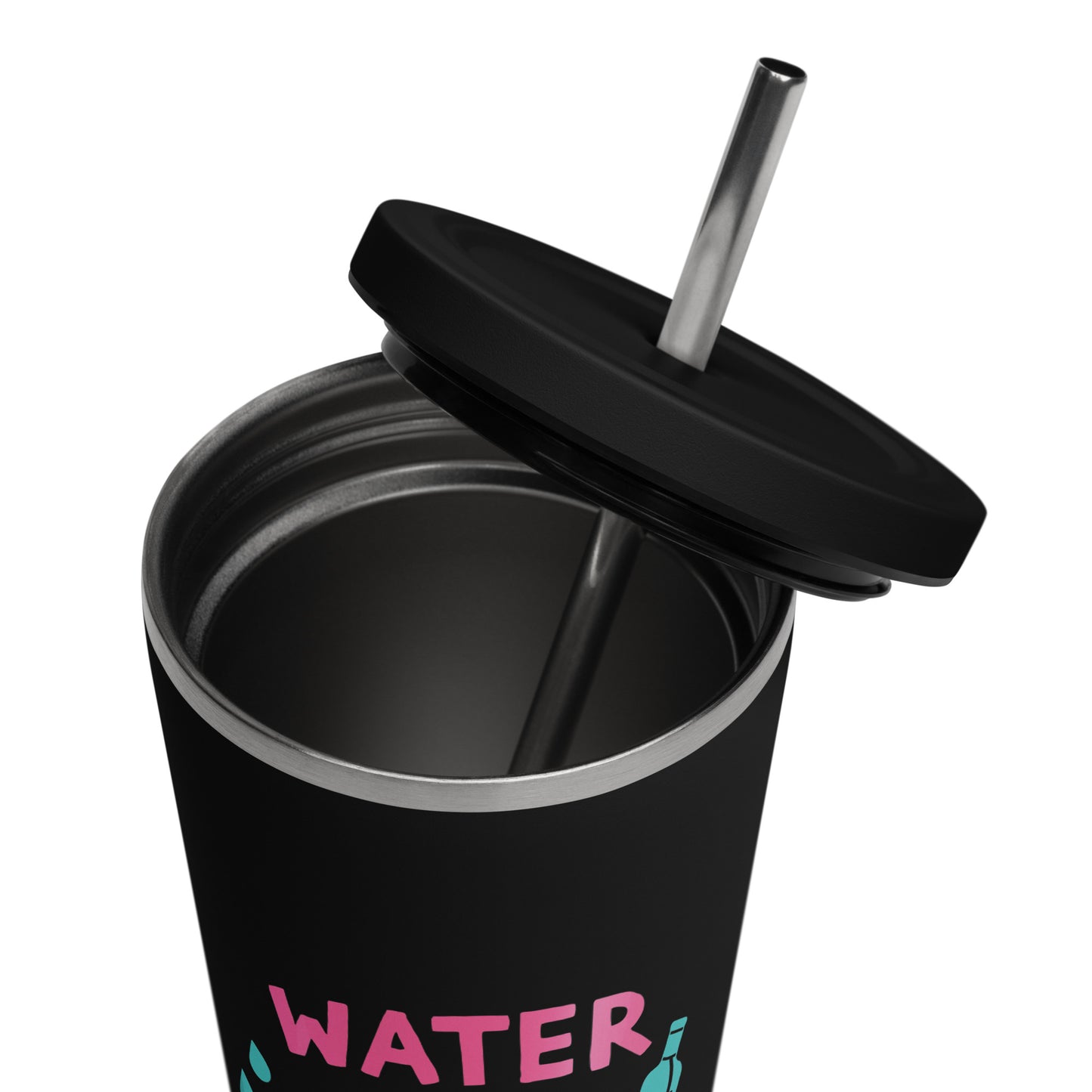 Water or Wine - Funny Cute Stainless Steel Tumbler w/ Straw