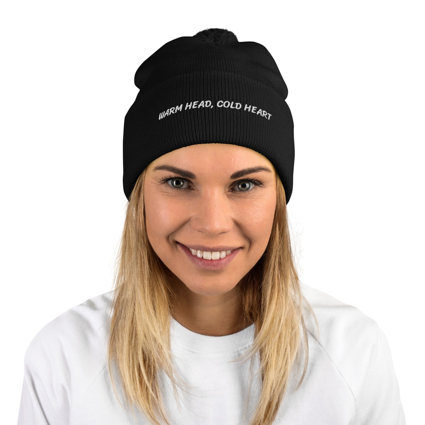 Warm Head, Cold Heart - Funny Pom-Pom Beanie