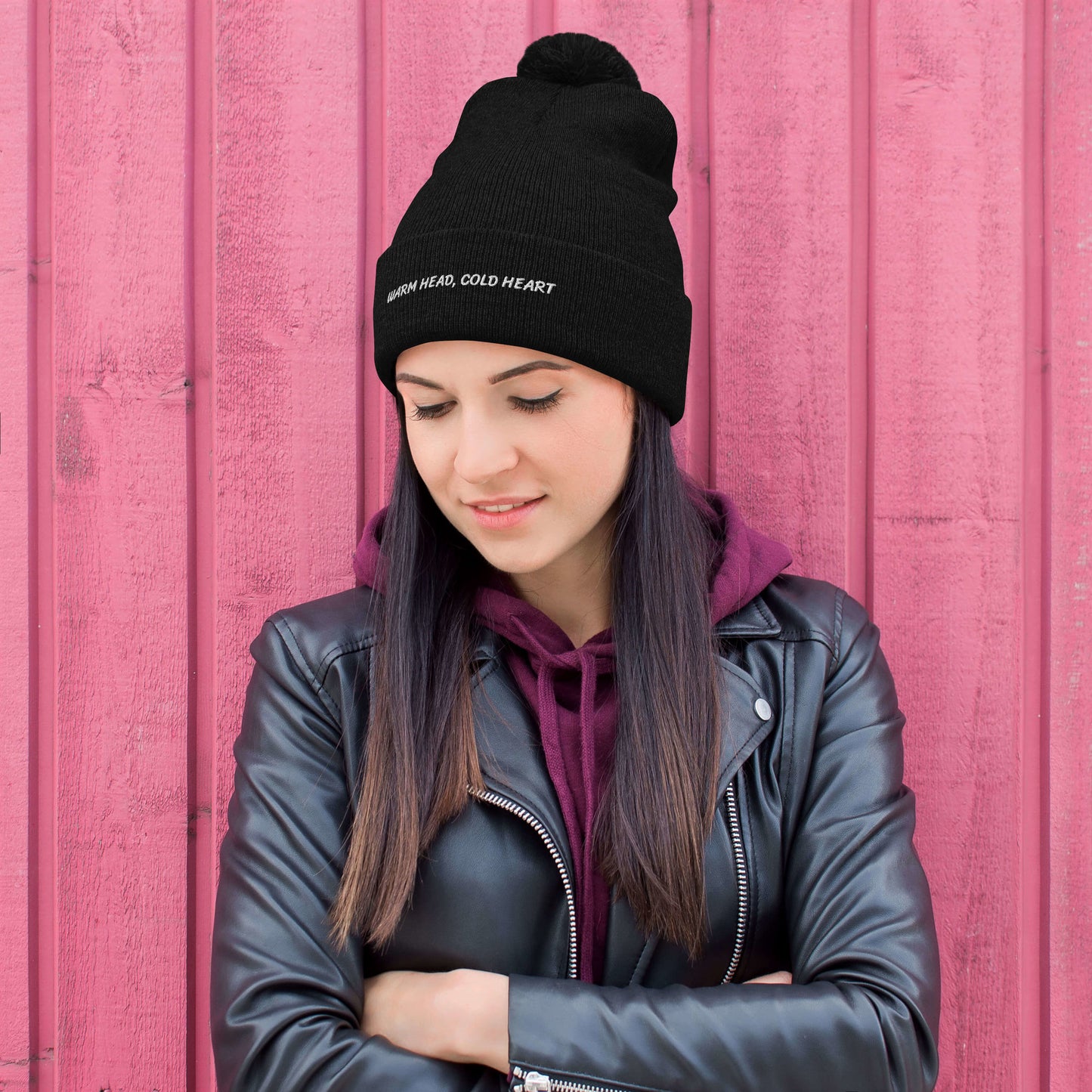 Warm Head, Cold Heart - Funny Pom-Pom Beanie
