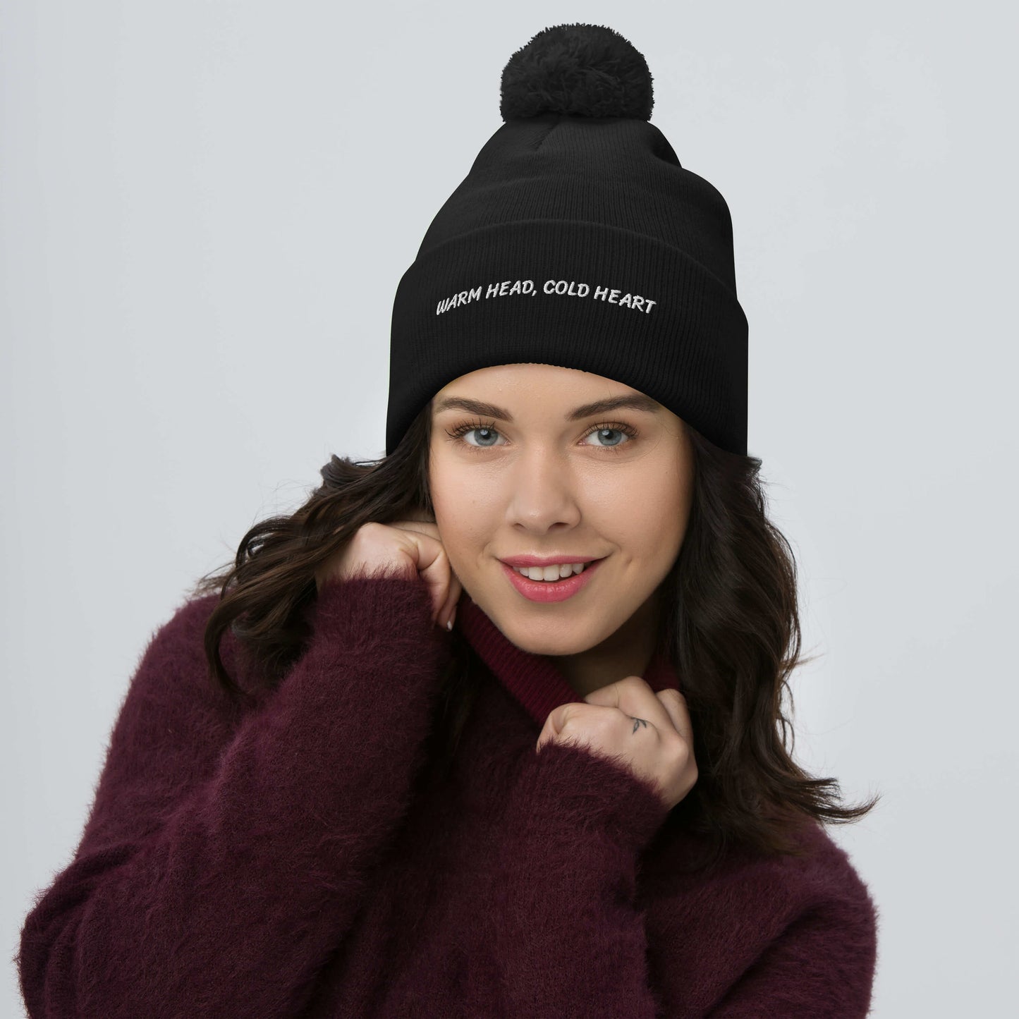 Warm Head, Cold Heart - Funny Pom-Pom Beanie