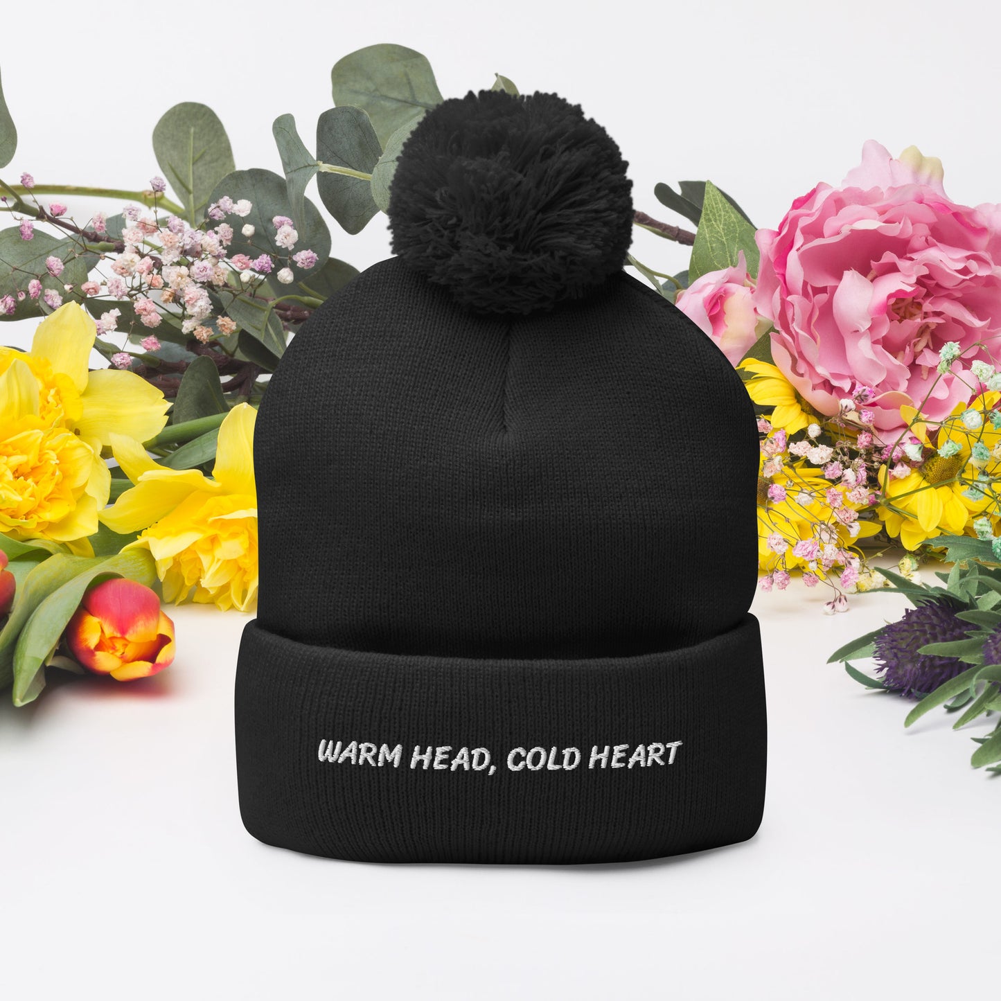 Warm Head, Cold Heart - Funny Pom-Pom Beanie