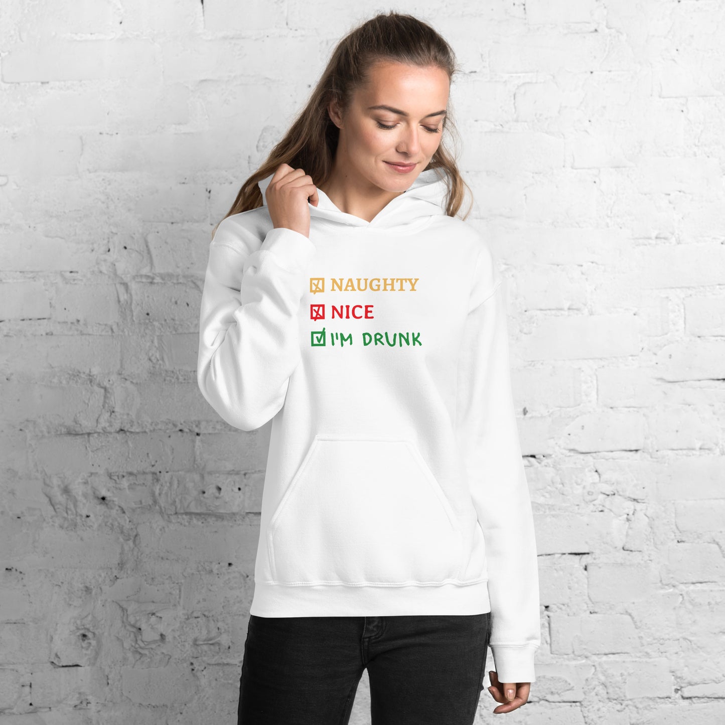 Naughty, Nice, I'm Drunk - Funny Christmas Unisex Hoodie