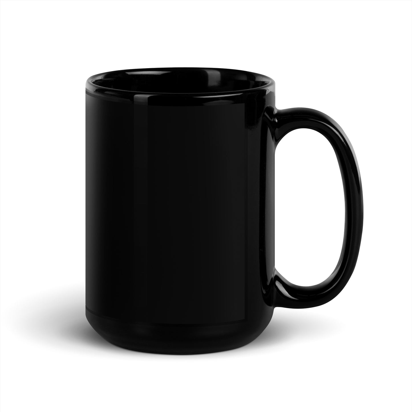 back view of Pumpkin Spice & Spooky Nights glossy black Halloween coffee mug with pumpkin, spiderweb, and jack-o’-lantern design, available in 15oz