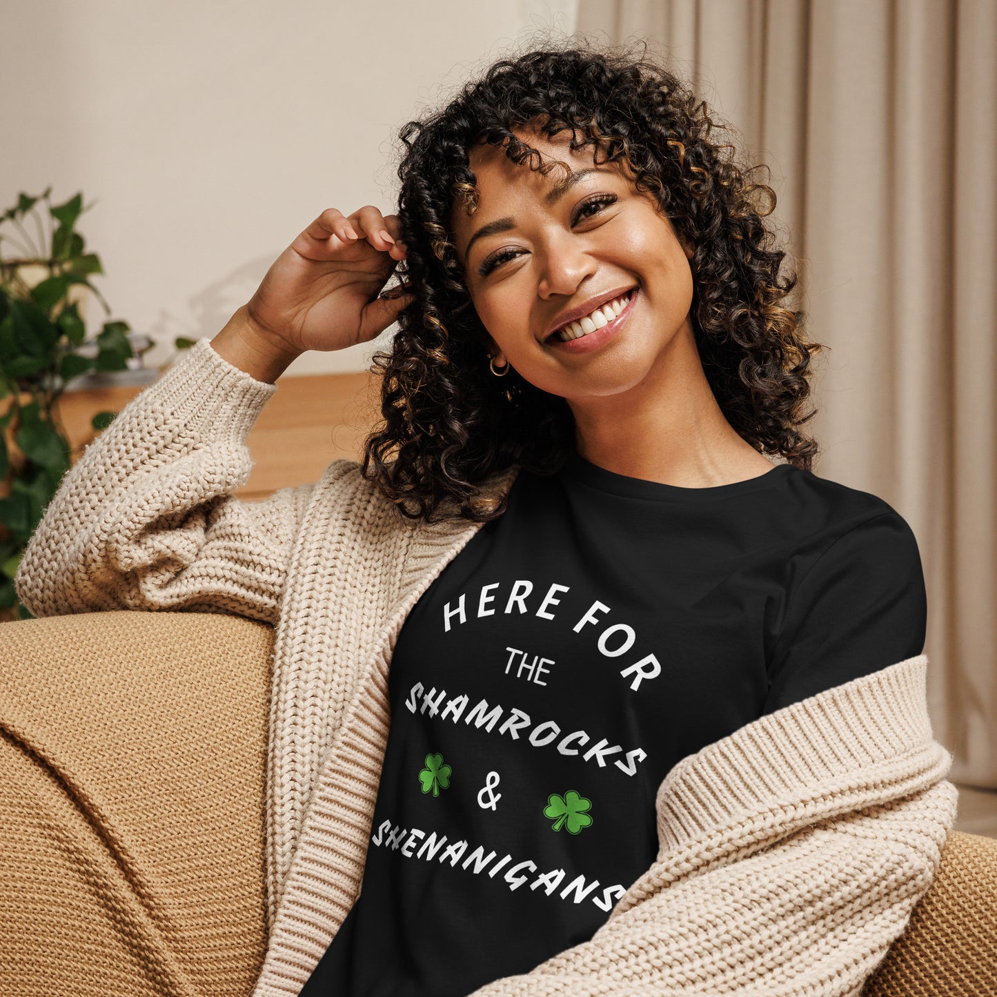 Here for the Shamrocks and Shenanigans Funny St. Patrick's Day Women's Tee